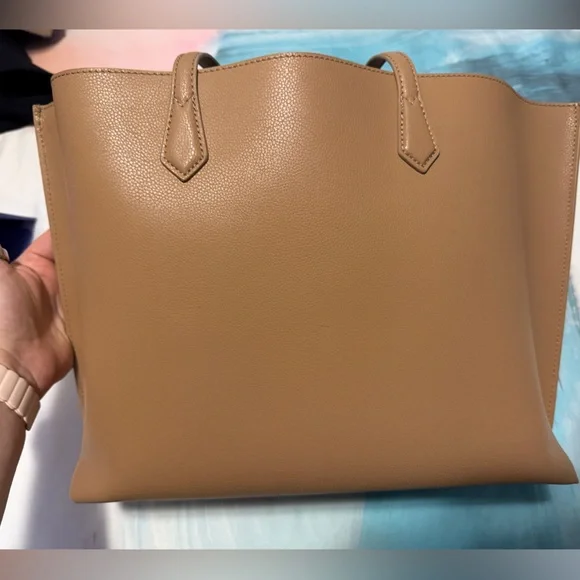 NWOT Quince Italian Leather Triple Compartment Shopper Tote In Cappuccino - Picture 2 of 9